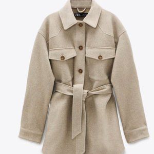 Zara Beige Button Down Shacket